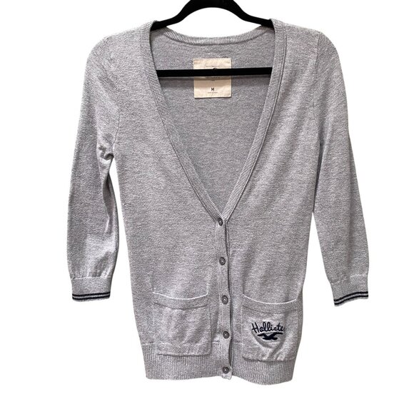 Hollister Y2K Women Varsity Button Up Cardigan Sz M Preppy Nautical Academia - Picture 12 of 12